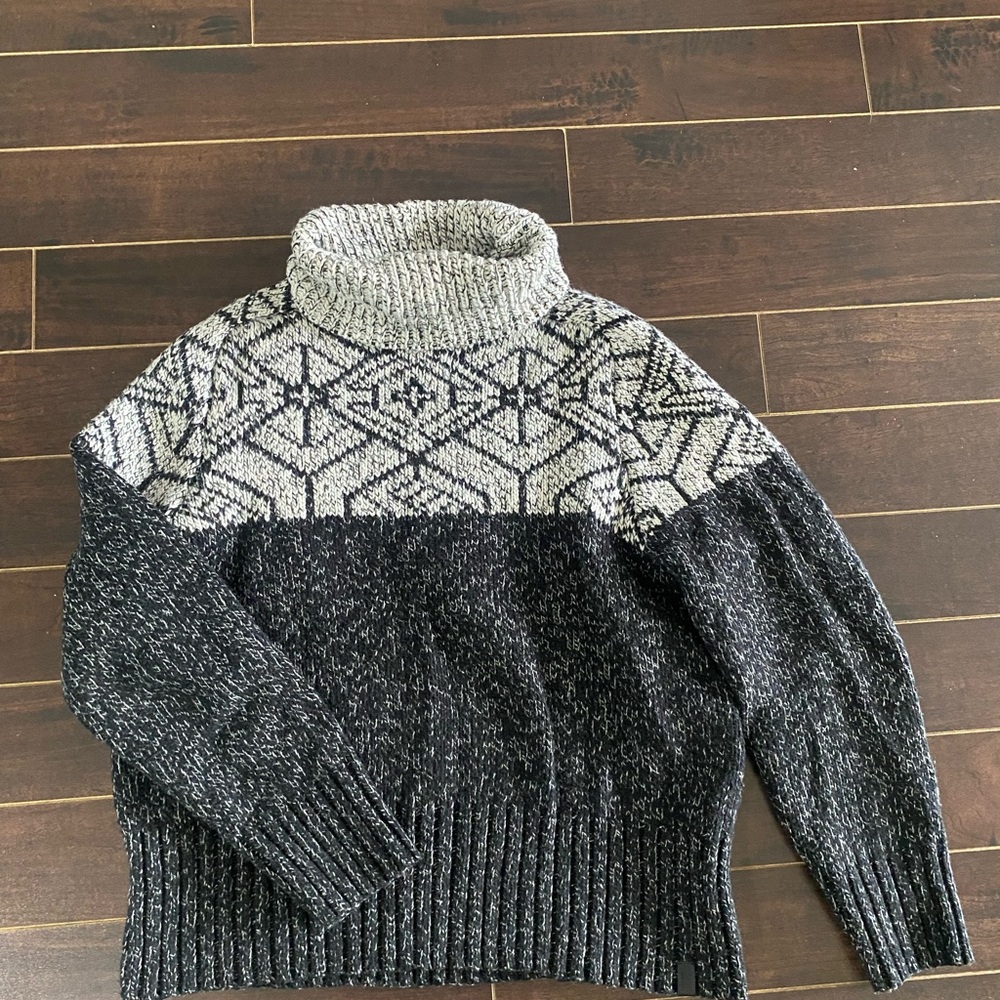 Black and Gray Turtleneck Sweater